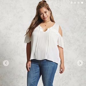 Plus Size Cold Shoulder Peasant Top